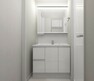 洗面化粧台 清潔感のあるホワイトカラーでコーディネートした洗面室。※画像はCG合成による完成予定パースです。