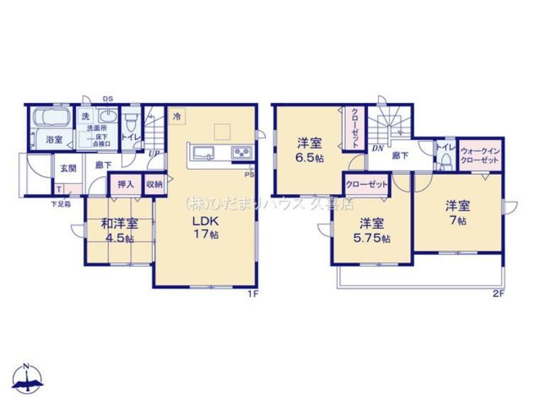 間取り図 リビング収納は家族共有の収納として活用いただけます