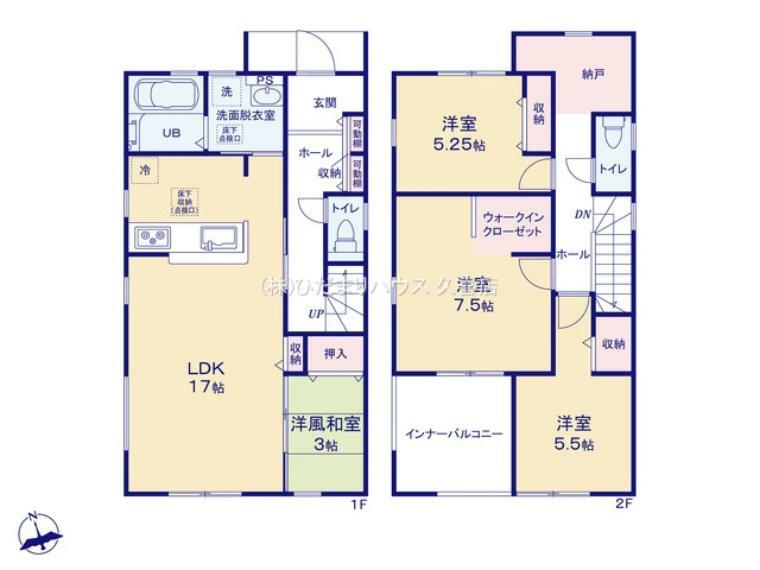 間取り図 駐車スペースは並列2台分と出し入れスムーズ