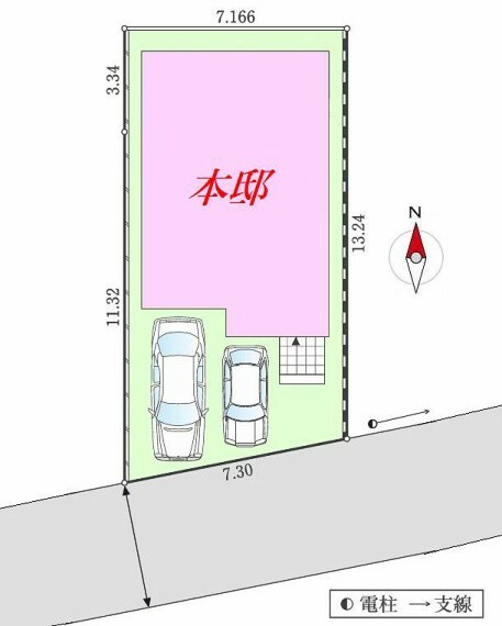 区画図 並列2台お車が停められます