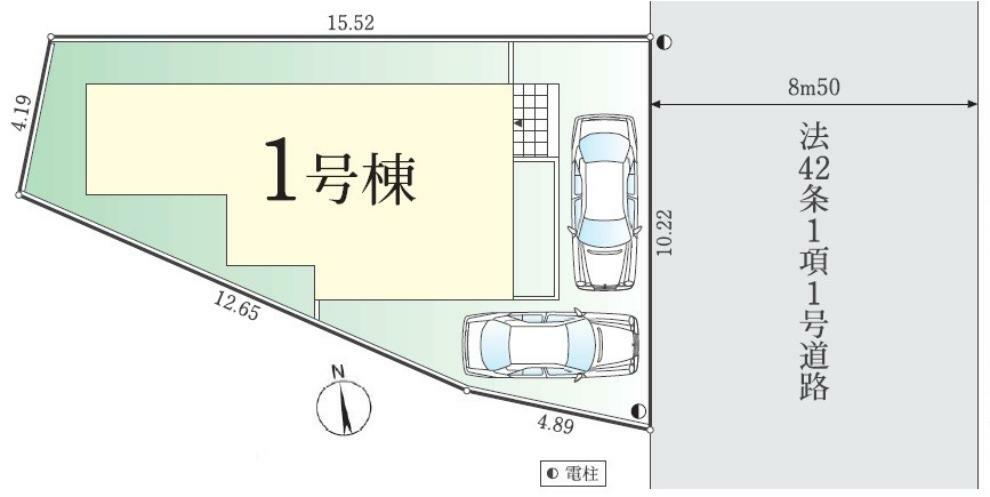 区画図 「狛江市岩戸南4丁目」新築2階建ての大型4LDKです！　カースペース2台！