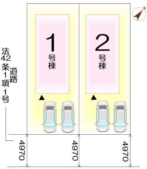 区画図 【2号棟】駐車スペース2台分！