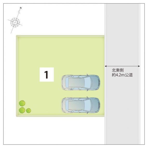 区画図 ■並列2台駐車可能！33坪超のゆとりある敷地です。