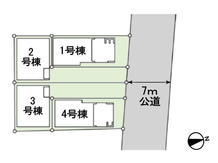 区画図 1号棟になります。　区画図