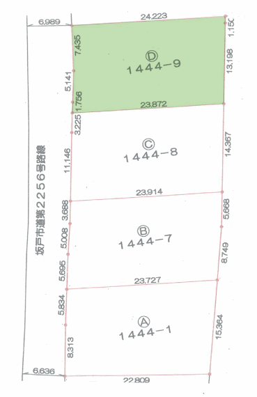 区画図 敷地面積342平米（約103.45坪）です。建築条件ありません、自由設計プランお作りします。