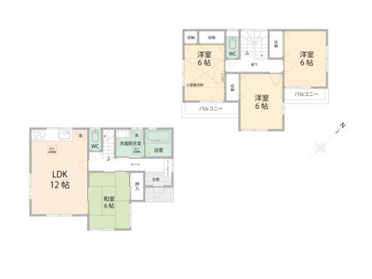 間取り図 全居室2面採光・6帖以上のゆったりとした室内！