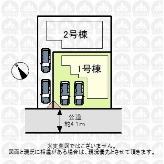 区画図 車の出し入れがしやすい並列駐車スペース！（実測図ではございません）