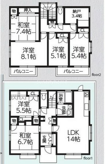 間取り図 6SLDKの間取りです。