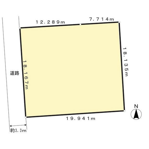 区画図 土地面積362.59平米（109.68坪）の整形地