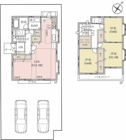 間取り図 3LDK、土地面積173m2、建物面積105.15m2