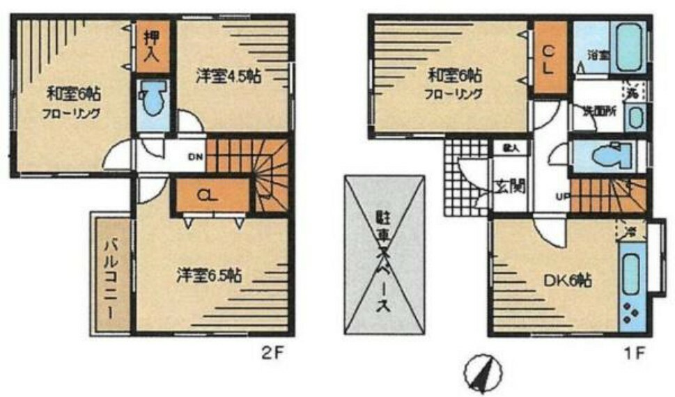 間取り図 2階建て住居！2023年10月リノベーション済の綺麗な室内！便利な2路線2駅利用！駐車スペース1台付き！