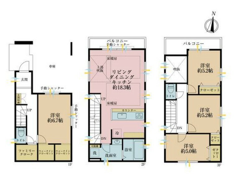 間取り図 4LDK、土地面積67.3平米、建物面積122.6平米