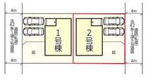 2号棟:配置図です。駐車2台可能。