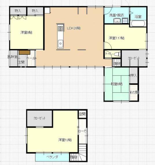 間取り図 【リフォーム中】リフォーム後予定間取り図です。工事中一部間取り変更が生じる可能性がございます。最新の工事状況に関しては担当者にご確認下さい。