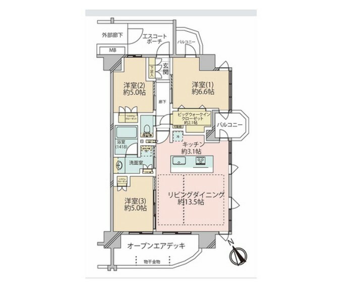 間取り図 南西からの明るい光が差しこむリビングには床暖房有彡WIC有！収納充実です