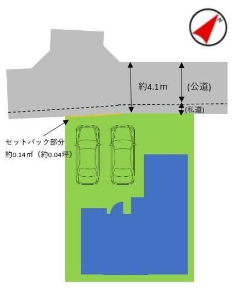 【区画図】カースペースは2台分駐車できます。