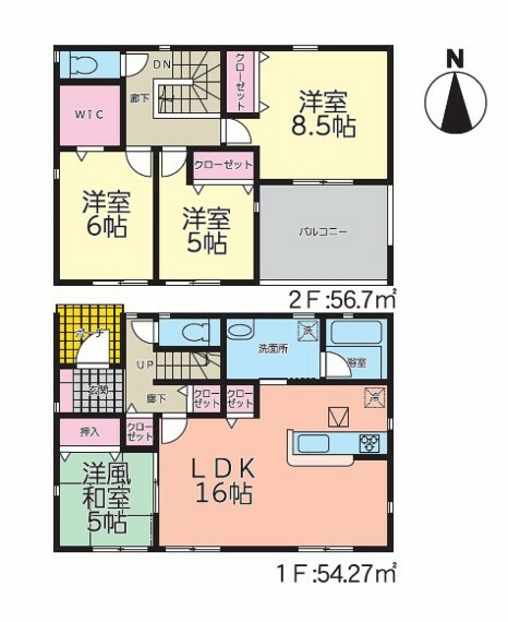 間取り図 4号棟　全室南向きで日当たり風通し良好！ウォークインクローゼット付き！