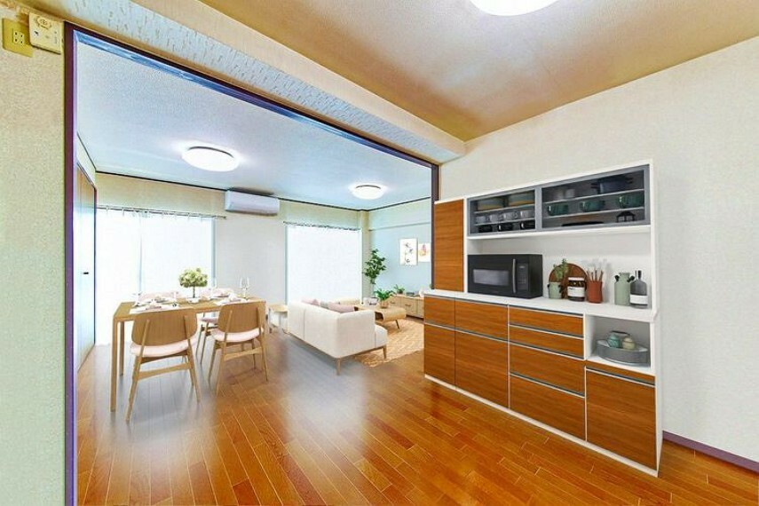 居間・リビング LDK　※画像はCGにより床・壁を加工し、家具等を削除・配置したイメージです。家具等は価格に含まれません。
