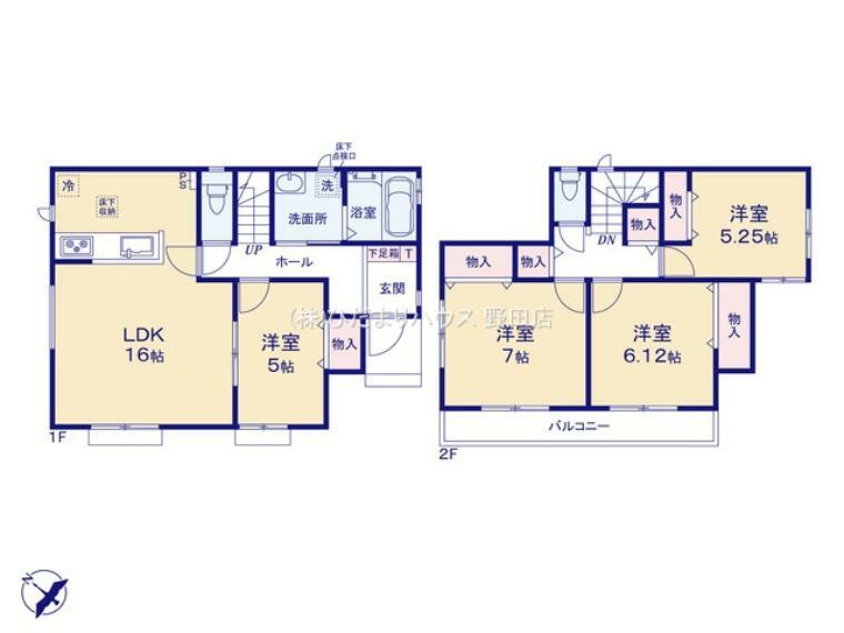 間取り図 人気のオープンキッチンはリビングを見渡せるので、料理をしながらでも子供の様子に目が届いて安心です（^^