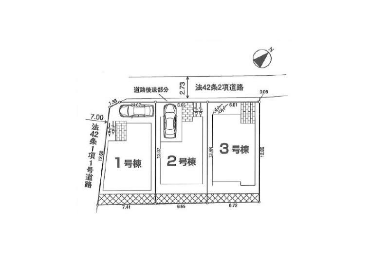 区画図 区画が整った全3棟の分譲地です。