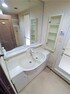 洗面化粧台 大きな鏡、シャワー水栓付で忙しい朝をサポート！