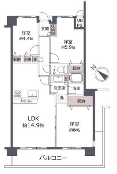 間取り図 広々使える3LDKです。