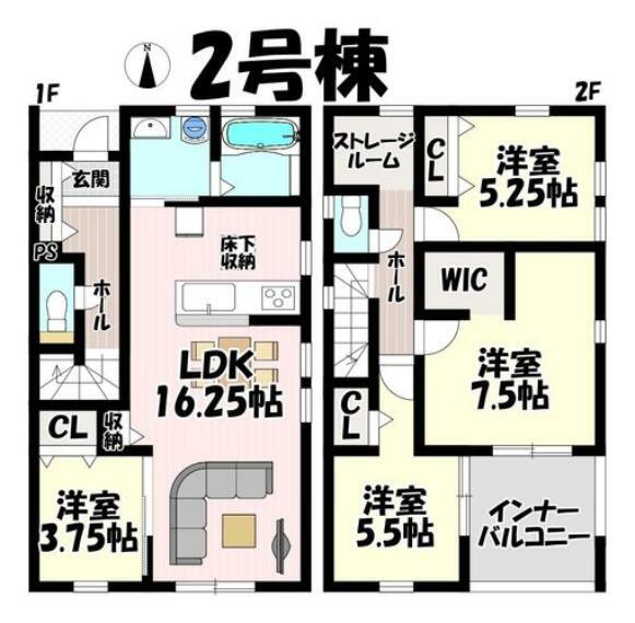 間取り図 4LDK＋S リビング16.25帖