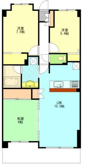 間取り図 夏には窓から西武園の花火が見えるお部屋でございます。