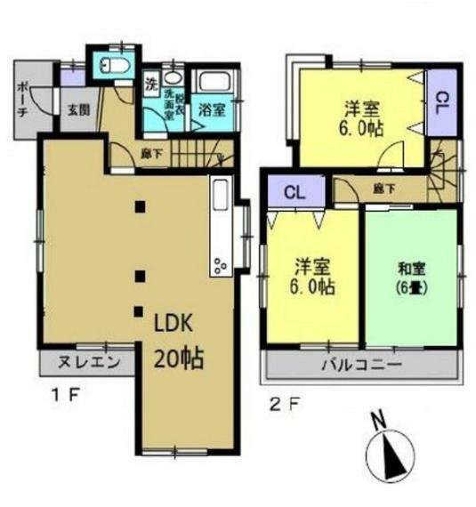 間取り図 LDK20帖の広々とした間取り