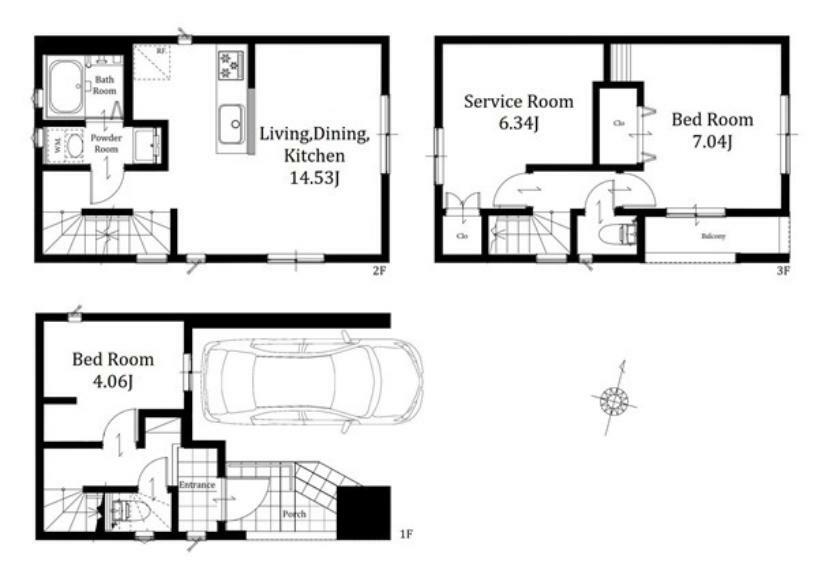 間取り図 4号棟: 家事動線が考えられた2階のLDKは水周りを集中させて効率的7畳の居室には南向きにバルコニーがあり暖かなひかりが差し込みます