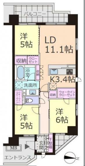 間取り図 ■3LDK＋WIC＋バルコニーのリフォーム済みマンション