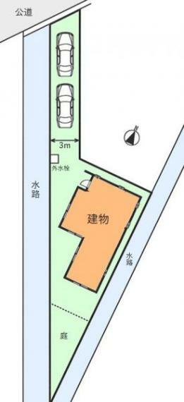 土地図面 カースペース2台分（車種による）