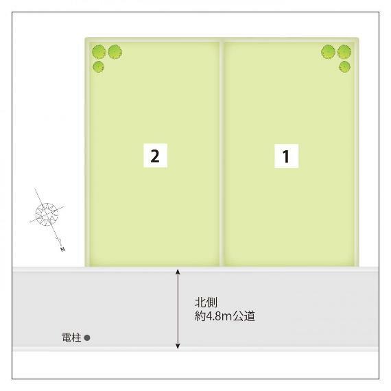 区画図 ■並列2台駐車可能なゆとりある敷地！（車種による制限有）