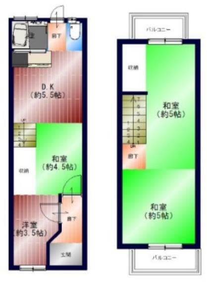 間取り図 ゆとりのある4DK