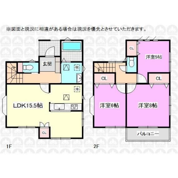 間取り図 全室が2面採光で風通りが良く、明るい陽が差し込む間取りになっています。