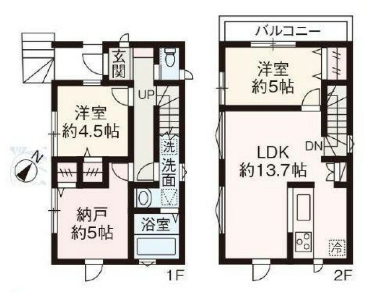 間取り図 全室2面採光につき通風良好。道路からのプライバシーを確保しやすい「2階リビング」を採用。日当たり・風通し共に良好で、ご家族みんなで過ごす空間をより居心地良くしてくれます。