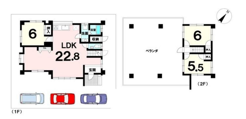 間取り図 土地59坪の3LDK！広々バルコニー付き！