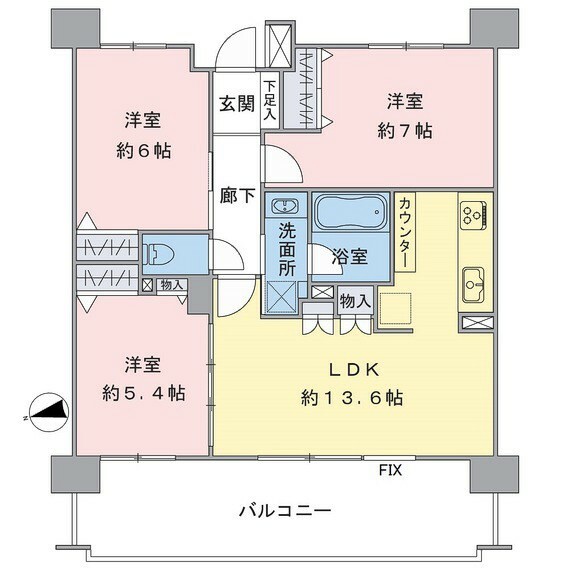 間取り図 お住まいは3階部分、全居室に収納スペース付きの3LDKです。