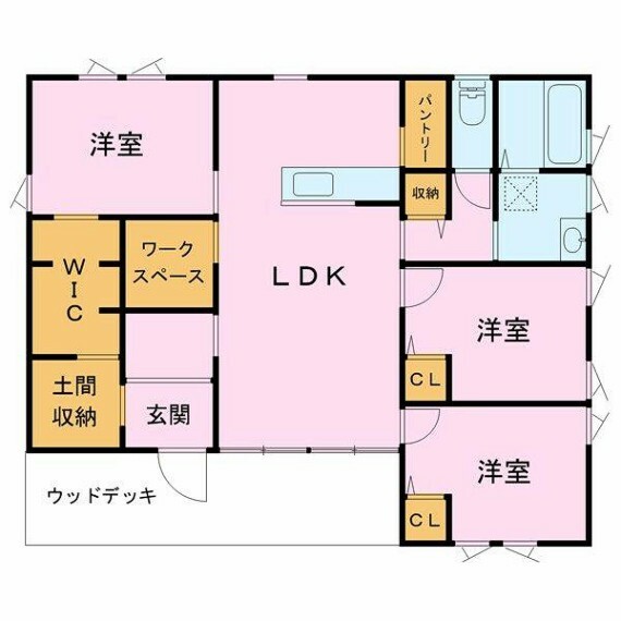 間取り図 3LDKの魅力的な間取り！LDKはゆったりとした空間で、ご家族との団らん時間が、より一層充実したものになりますね！家族との仲が深まり、自然と笑顔が増えそうです！