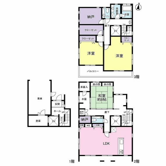 間取り図 ホームエレベーター付きの大型住宅