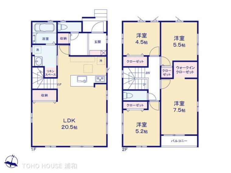 間取り図 2号棟　図面と異なる場合は現況を優先