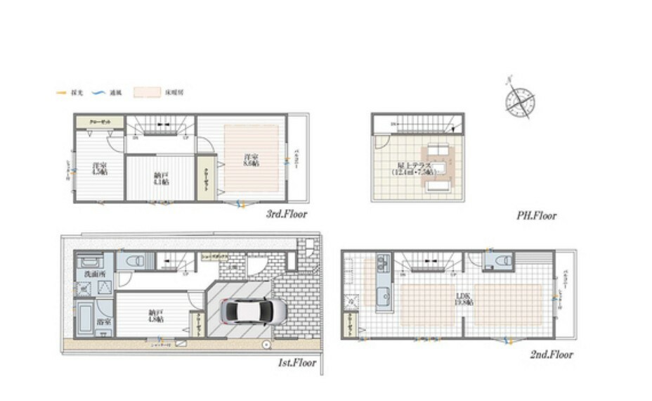 間取り図 2LDK＋2S＋屋上テラス、制震構造、その他保証も充実お気軽にご相談ください