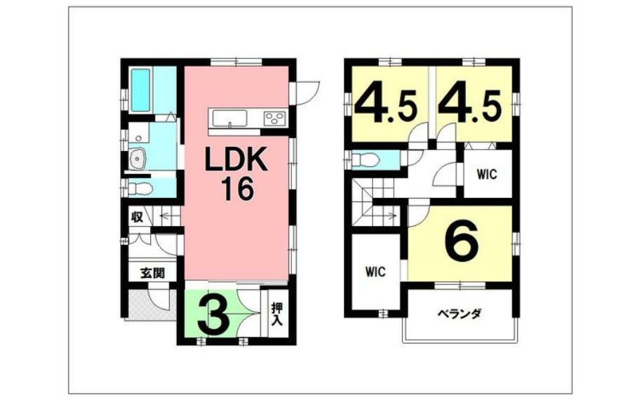 間取り図 4LDK＋WIC＋納戸、太陽光発電システム5.46Kw搭載【建物面積87.77m2（26.55坪）】