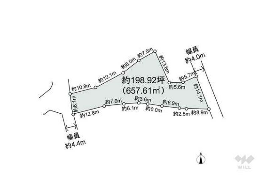 土地図面 区画図。64.04平米部分は地役権設定がされております。