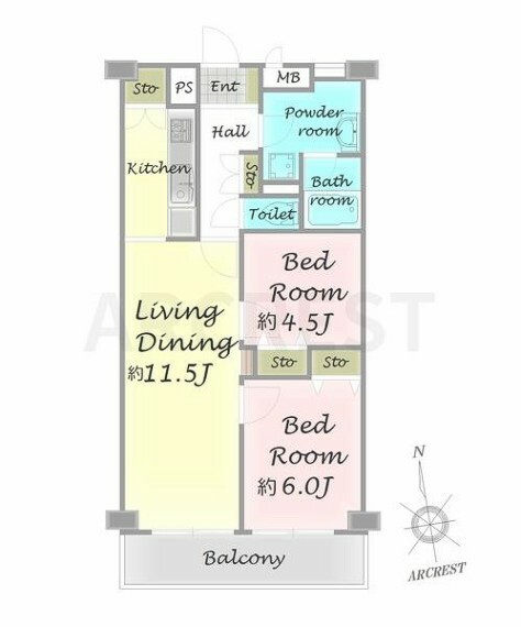 間取り図 フルリノベーション済　最上階のお部屋です！上階がないので、隣部屋との騒音が最小限に抑えられて快適です。眺望もよく、気持ちのいい暮らしが実現しそうですね～