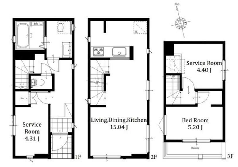 間取り図 1号棟: LDKと居室の階層を分けることでプライバシーにも配慮した設計です浴室はゆったり寛げる1坪サイズ食洗機や浴室乾燥機など機能性も兼ね備えた新築戸建が誕生します