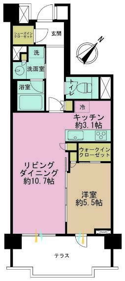 間取り図 1LDK、専有面積51.04m2