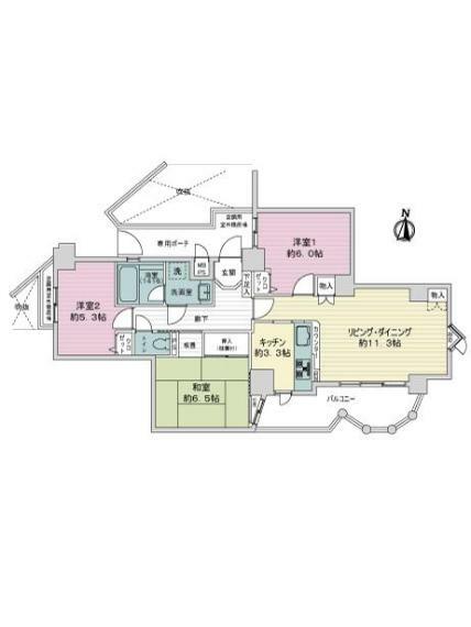 ライオンズガーデンシティふじみ野(3LDK) 2階の間取り