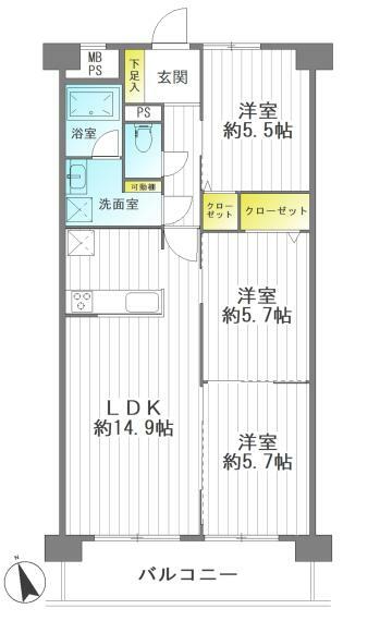 間取り図 最上階で陽当たり・眺望良好！上階を気にせず快適に過ごせます。