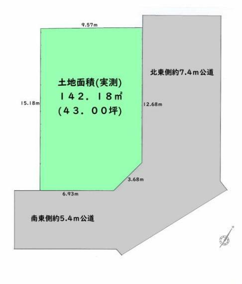 区画図 ■土地面積（実測）142.18平米（43.00坪）！